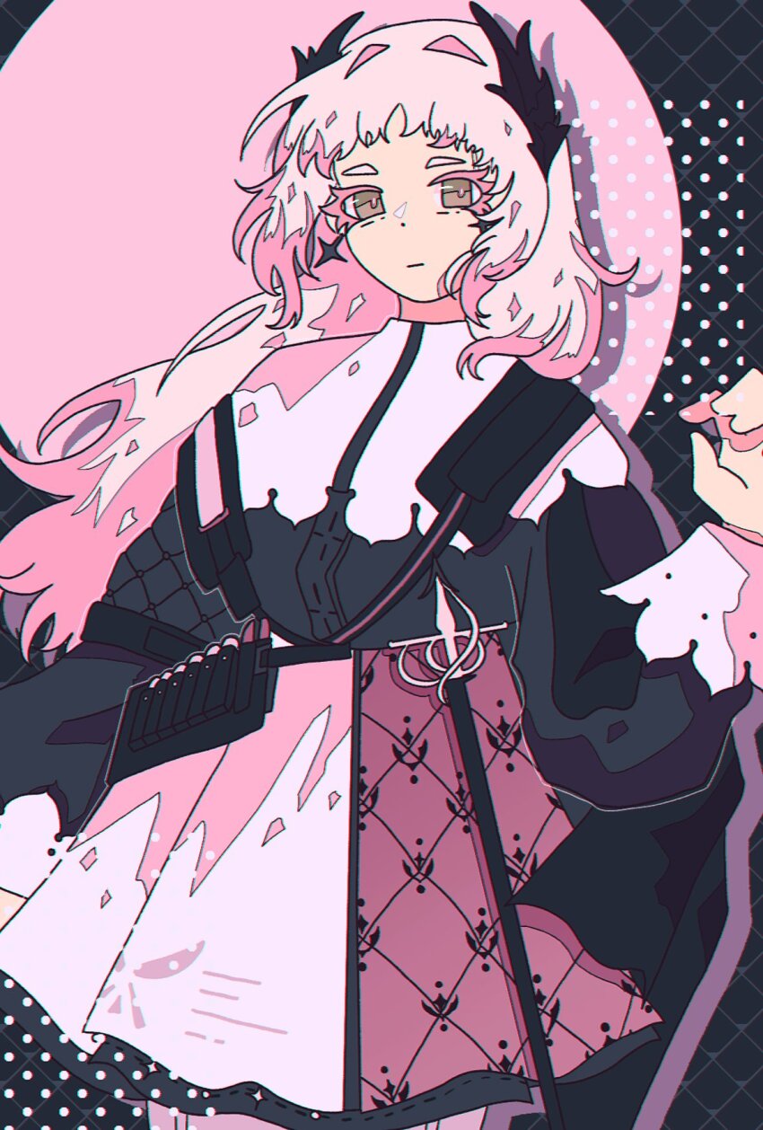 1girl, arknights, bandolier, belt, black_cape, black_jacket, cape, capelet