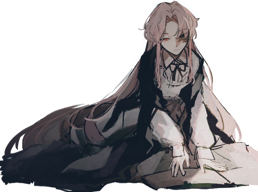 1boy, alternate_costume, black_eyes, black_ribbon, chinese_commentary, closed_mouth, collared_shirt, commentary_request