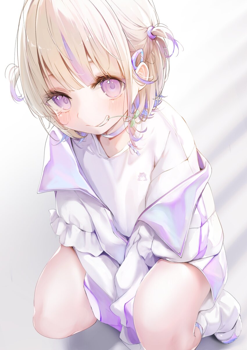 1girl, absurdres, loose_socks, blonde_hair, choker, highres, hololive, hololive_dev_is