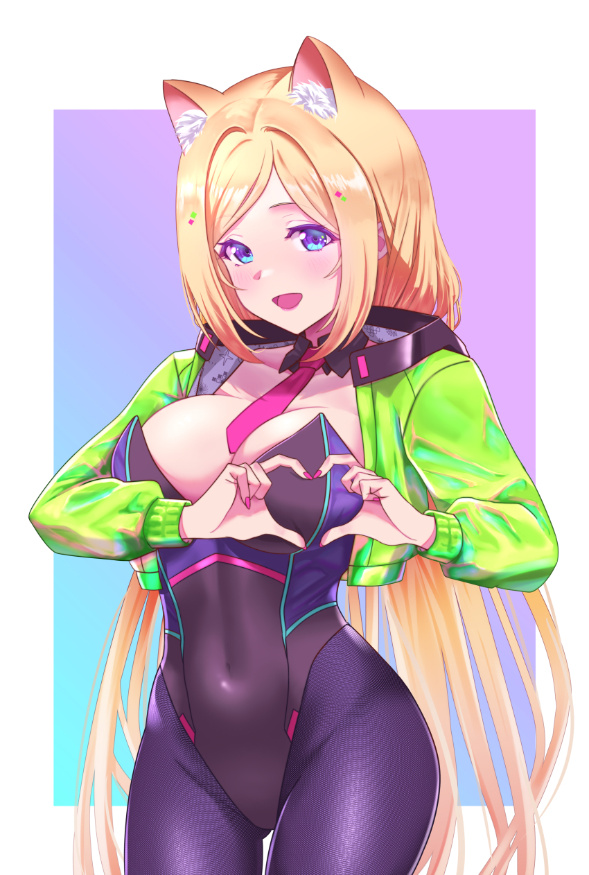 1girl, absurdres, aki_rosenthal, animal_ear_fluff, animal_ears, ar-khey, black_collar, blonde_hair