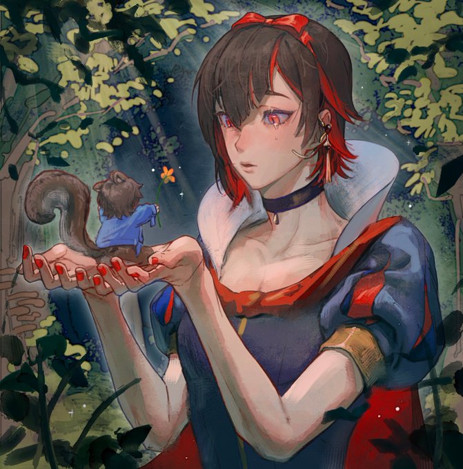 2boys, animal, animal_ears, bow, brown_hair, chenyao4444444, choker, cosplay