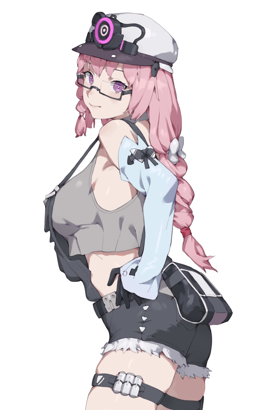 1girl, absurdres, armpit_crease, ayla:_brilliance_(adventurous_spirit)_(pgr), ayla_(pgr), belt, belt_pouch, black-framed_eyewear