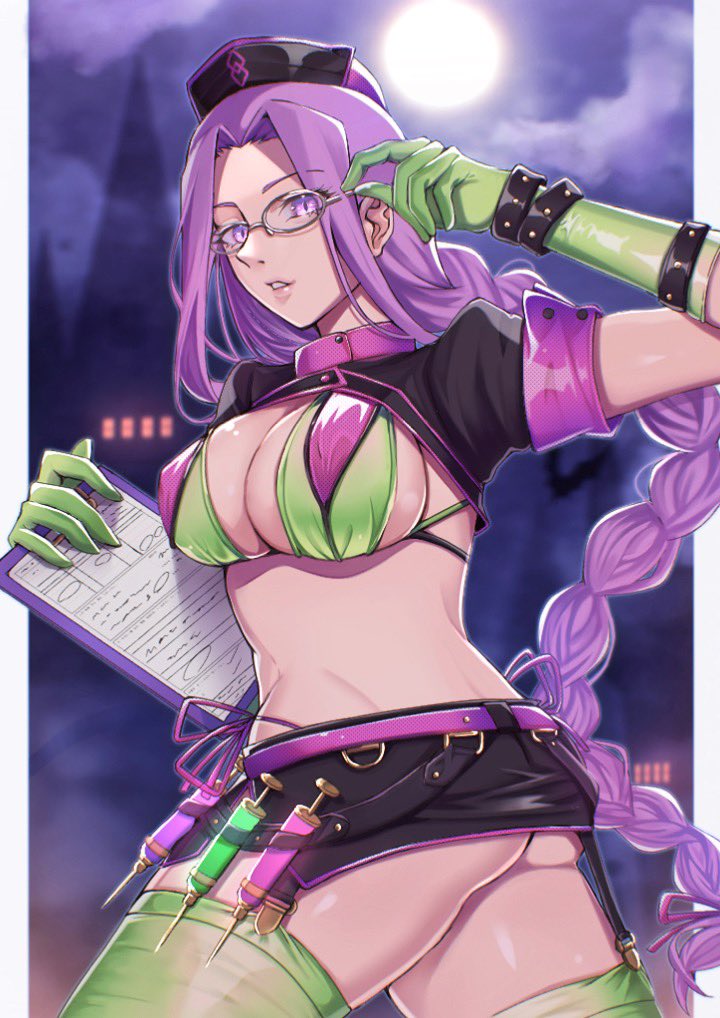 1girl, adjusting_eyewear, ass, bikini, bracelet, braid, braided_ponytail, breasts