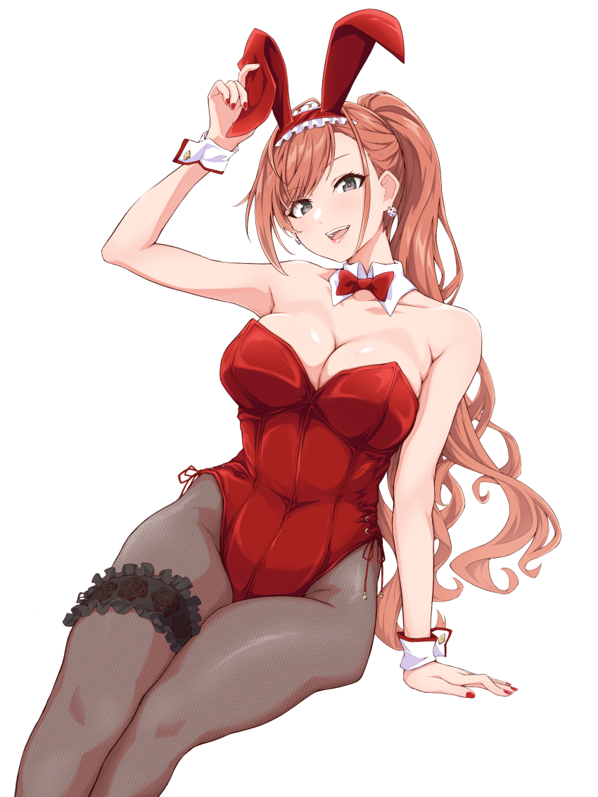 1girl, absurdres, animal_ears, arisugawa_natsuha, bow, bowtie, breasts, brown_eyes