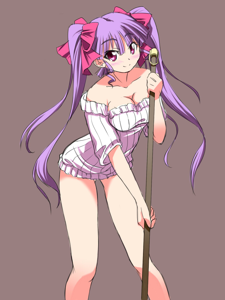 1girl, bare_shoulders, blush, bottomless, breasts, cleavage, female_focus, hirorin