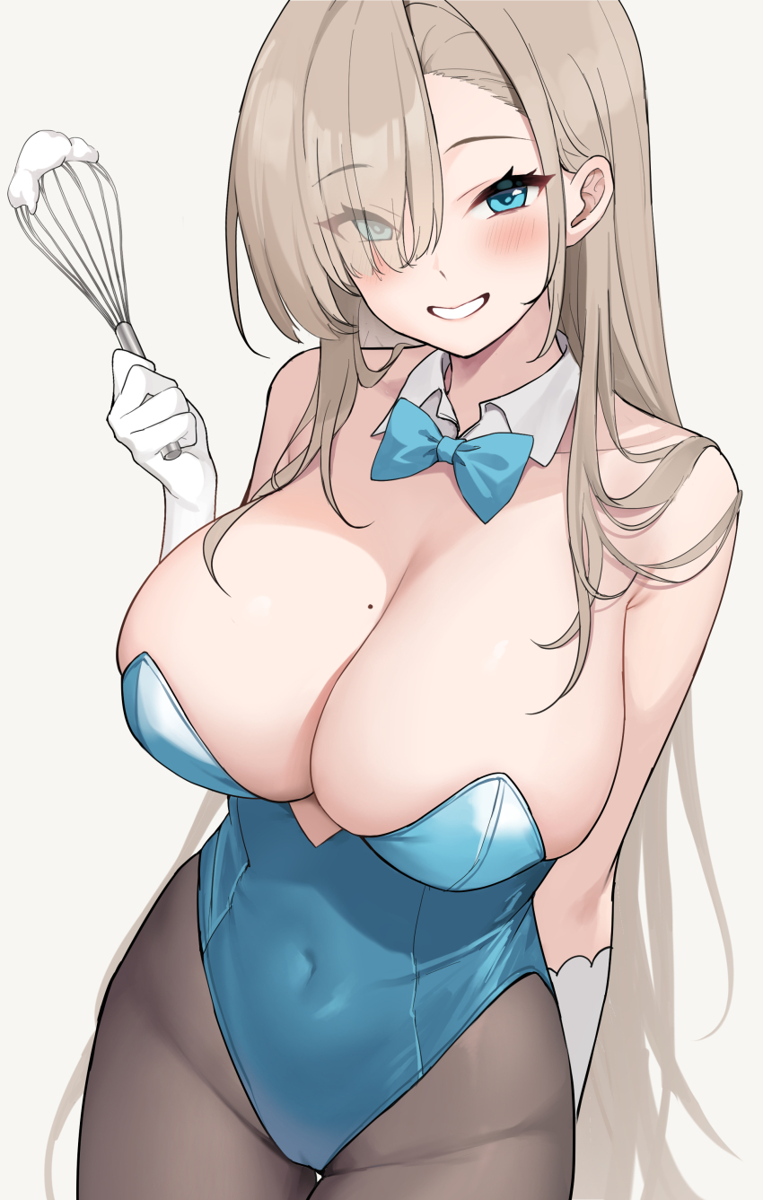 1girl, absurdres, animal_ears, asuna_(blue_archive), asuna_(bunny)_(blue_archive), black_pantyhose, blue_archive, blue_bow