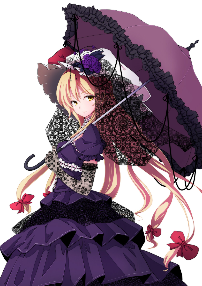 1girl, blonde_hair, bow, dress, elbow_gloves, female_focus, frills, gloves