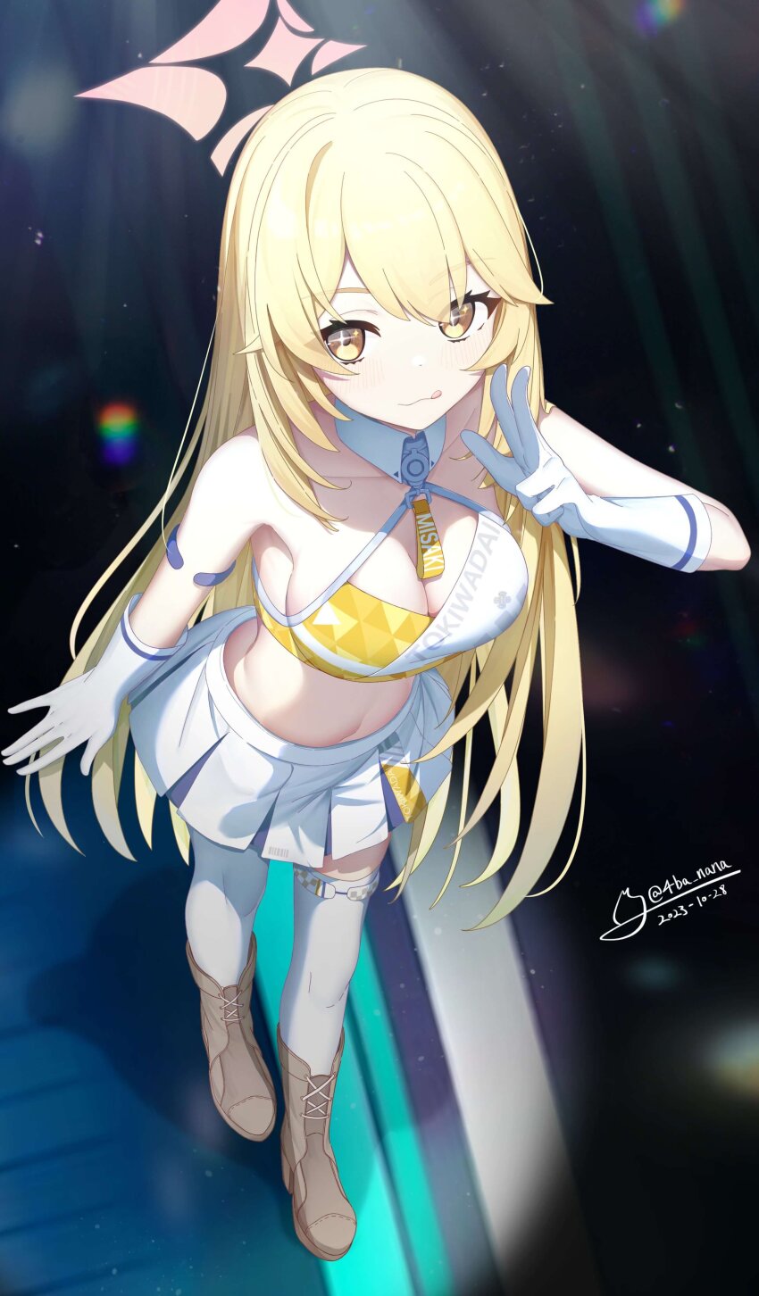 1girl, 4ba_nana, absurdres, alternate_costume, blonde_hair, blue_archive, blush, breasts