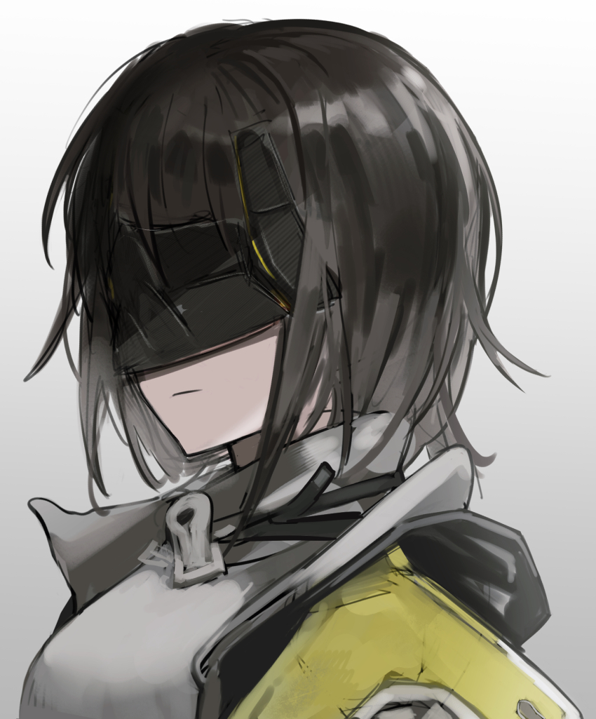 1girl, aiv, arknights, arknights:_endfield, black_hair, blindfold, endministrator_(arknights), female_endministrator_(arknights)