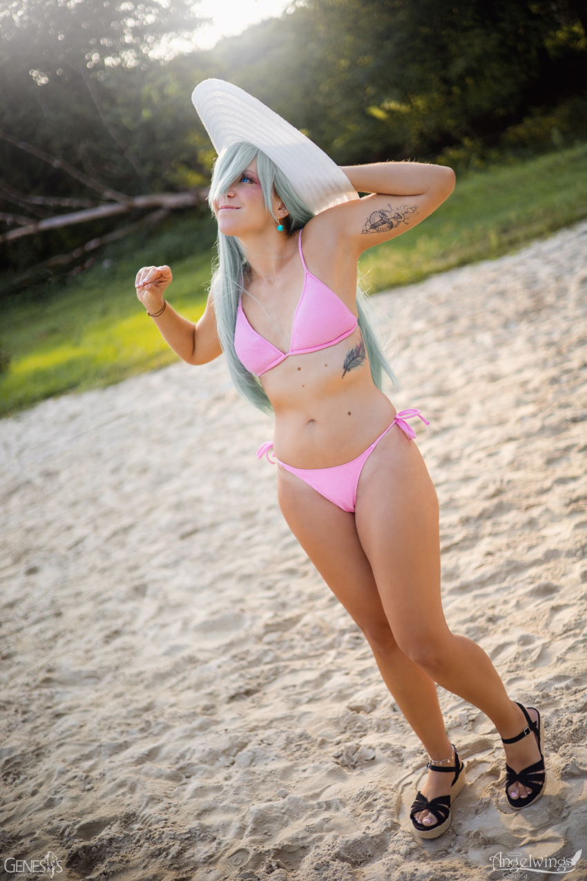 absurdres, angelwings_cos, arm_tattoo, ass, bikini, blue_eyes, breasts, cameltoe