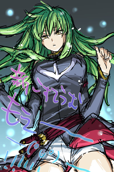 1girl, c.c., code_geass, eikichi_(hp001), elb, female_focus, gradient_background, green_hair