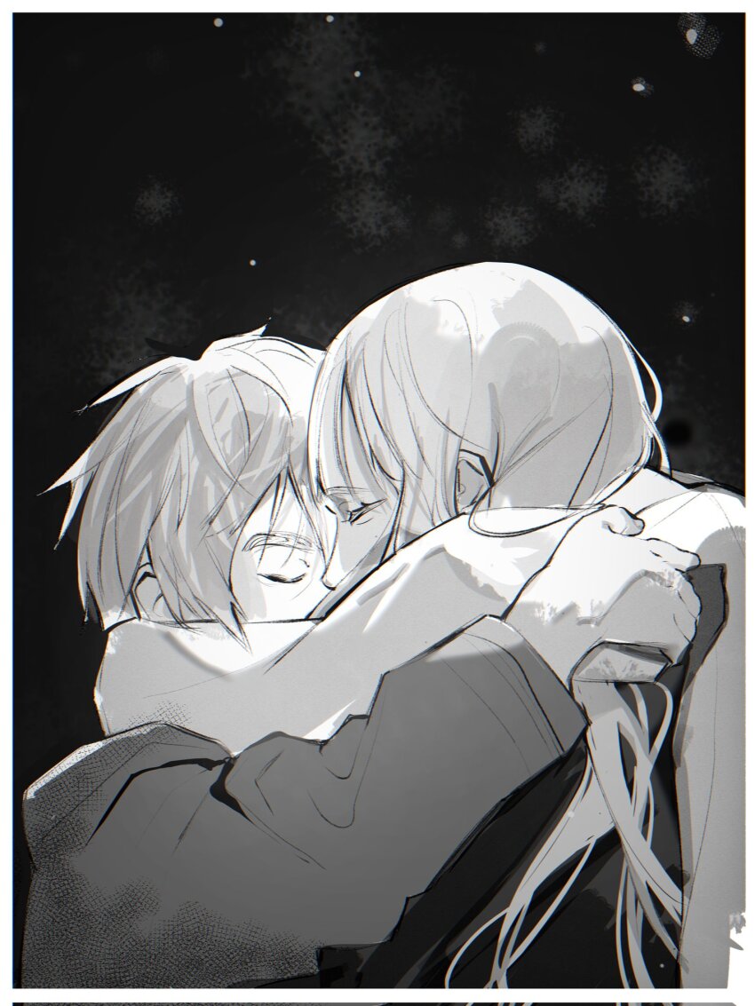 2boys, canute, canutie, closed_eyes, highres, hug, long_hair, male_focus