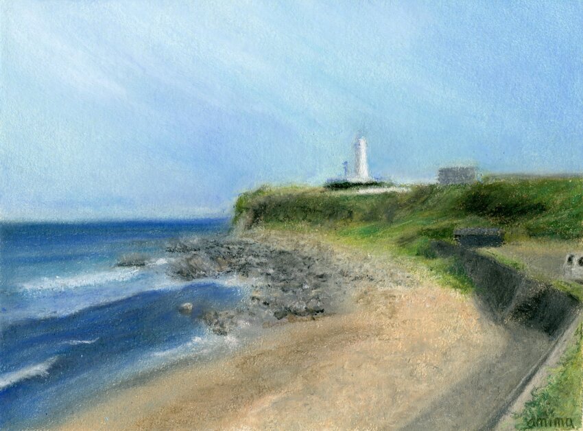 absurdres, amima_amita, building, cliff, day, highres, horizon, landscape