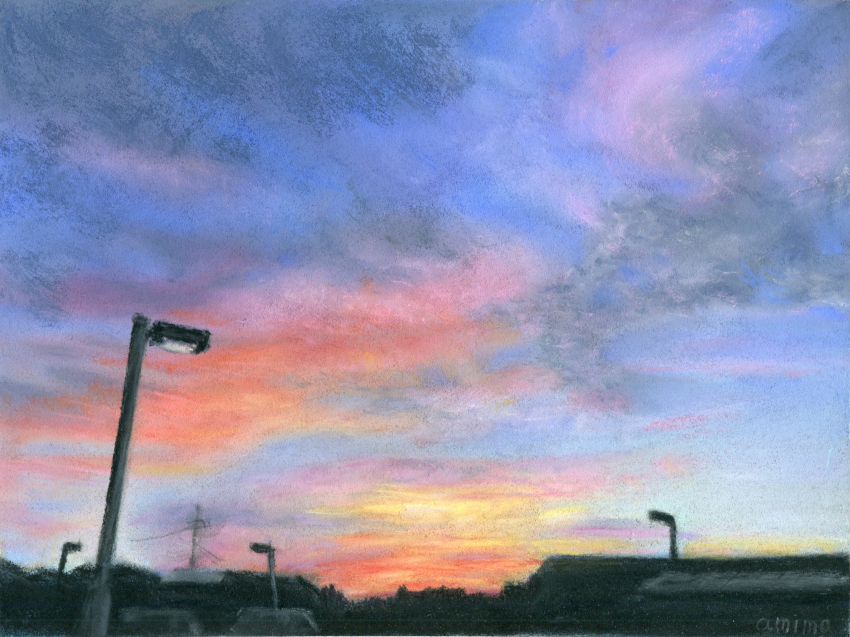 absurdres, amima_amita, blue_sky, building, car, cloud, cloudy_sky, highres