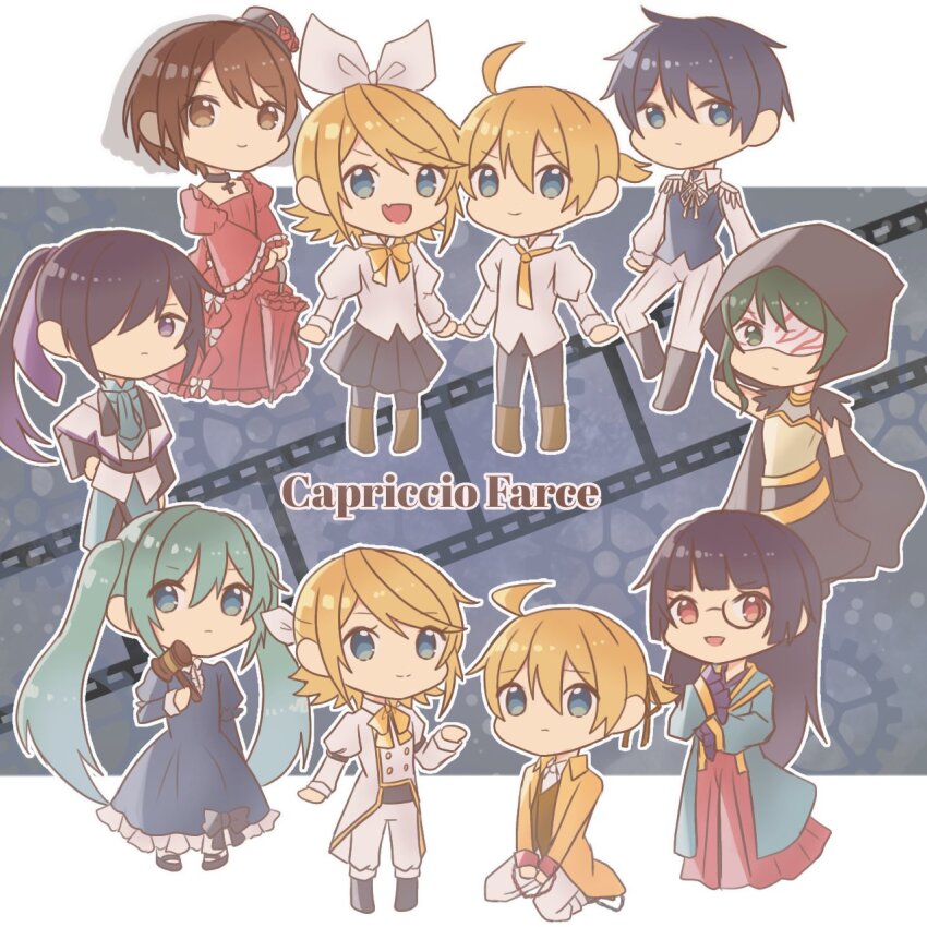 4boys, 6+girls, adam_moonlit, ahoge, allen_avadonia, aqua_hair, aqua_kimono, aquamarinu