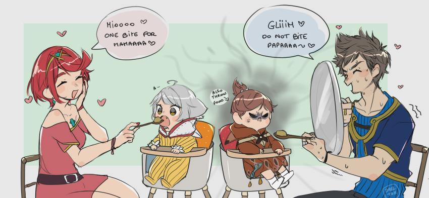 1boy, 3:, 3girls, absurdres, aged_down, ahoge, anger_vein, angry