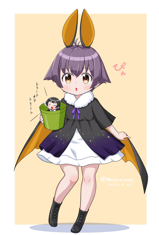 1girl, agano_(kancolle), animal_ears, bat_ears, bat_wings, black_boots, black_dress, boots