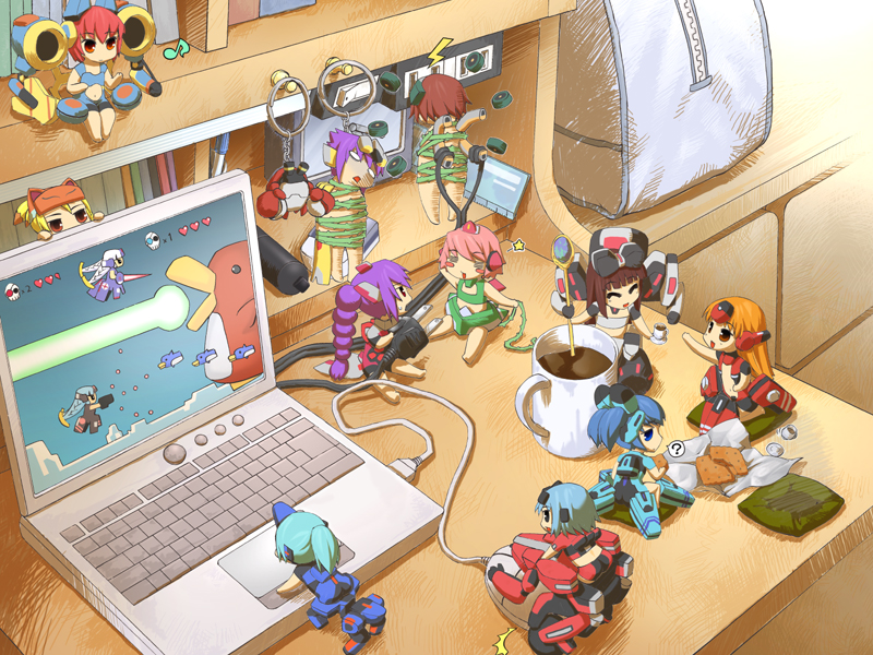 6+girls, =_=, ?, astro_mariah, astromeria, bird, blonde_hair, bloom_mariah