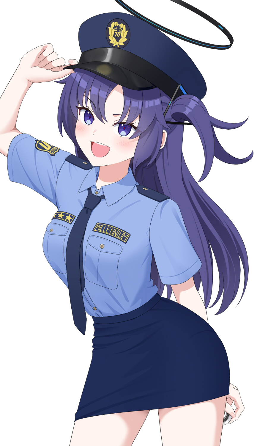 1girl, blue_archive, blue_eyes, boncha, highres, long_hair, looking_at_viewer, open_mouth