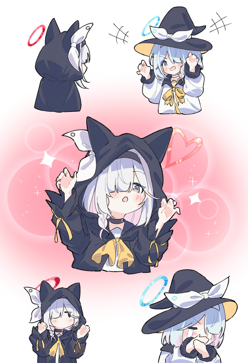 2girls, absurdres, animal_hood, arona_(blue_archive), black_choker, black_headwear, blue_archive, blue_eyes