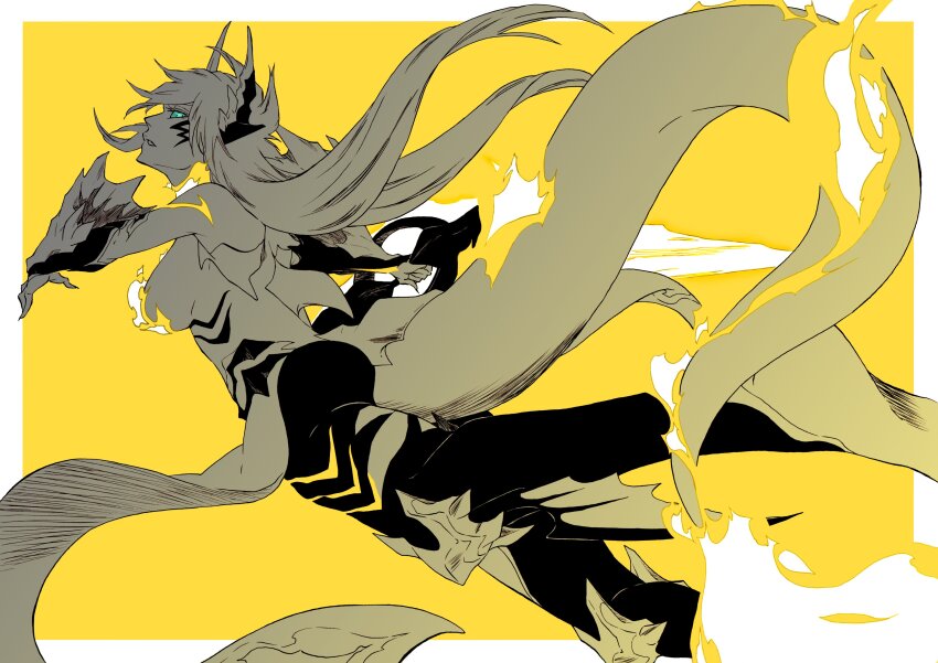 1girl, absurdres, arrancar, barefoot, bleach, bleach:_brave_souls, colored_sclera, convenient_censoring