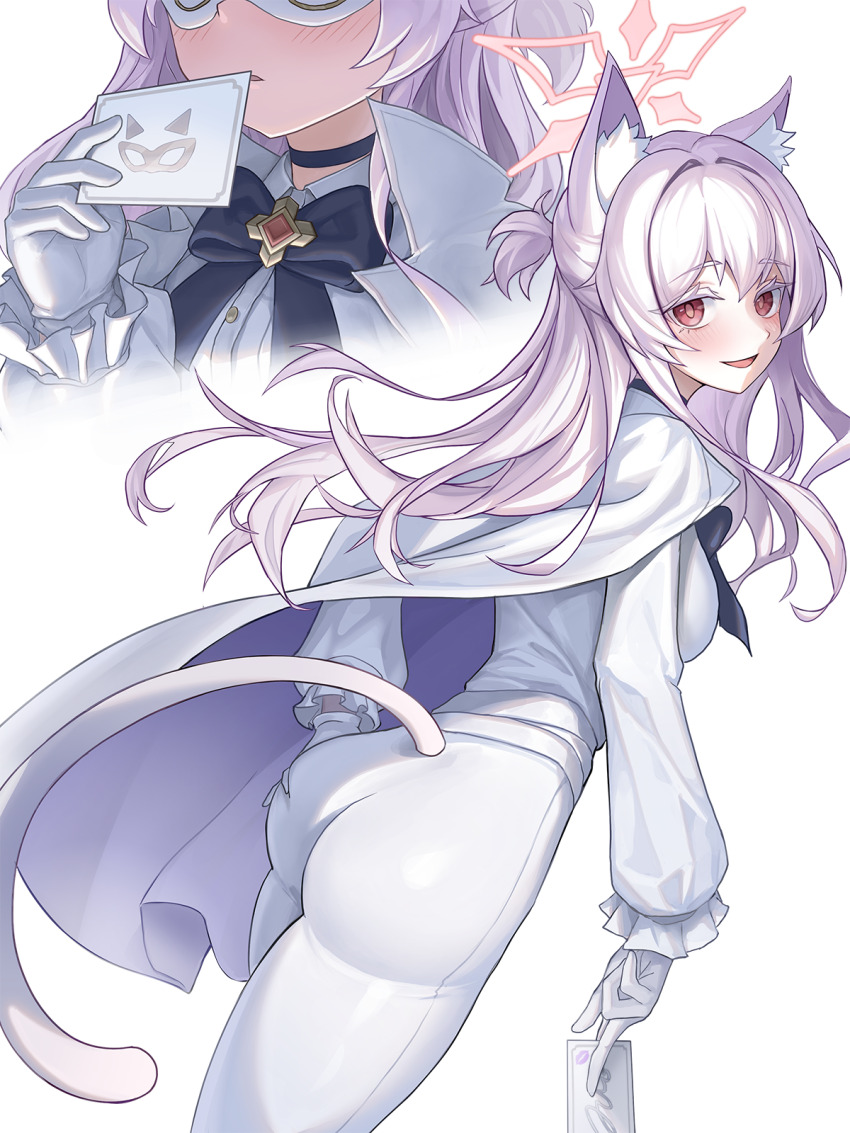 1girl, akira_(blue_archive), animal_ears, ass, black_bow, black_bowtie, black_choker, blue_archive