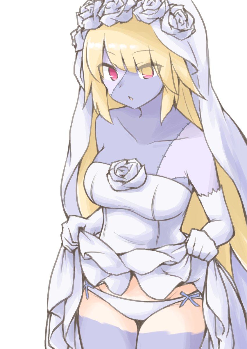 1girl, akara_kai, blonde_hair, breasts, bridal_veil, bride, brooklyn_(halloween)_(kancolle), brooklyn_(kancolle)