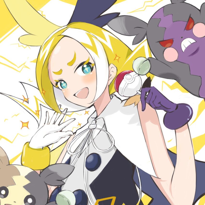 arimas_ar1, blonde_hair, gen_8_pokemon, halloween_morpeko_kagamine_rin_(project_voltage), highres, kagamine_rin, morpeko, morpeko_(full)