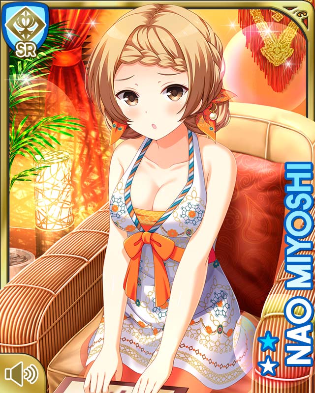 1girl, :o, barefoot, braid, brown_eyes, brown_hair, card_medium), character_name