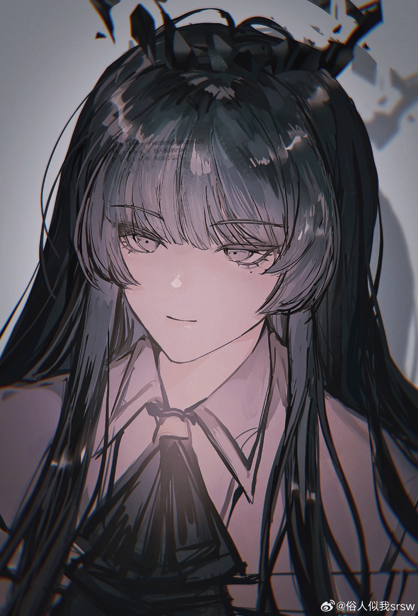 1girl, absurdres, acai, antenna_hair, arknights, artist_name, ascot, black_ascot