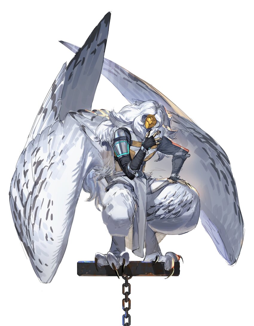 1boy, absurdres, animal_feet, animal_hands, bird, bird_boy, bird_legs, bird_wings