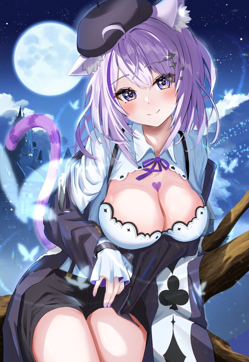 1girl, absurdres, ahoge, animal_ear_fluff, animal_ears, beret, black_coat, black_hat