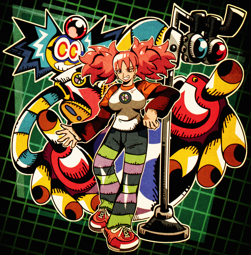 1girl, breasts, colorman.exe, earrings, highres, jewelry, large_breasts, makeup