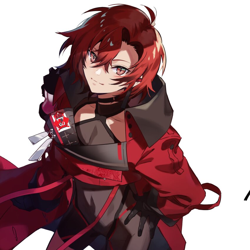 1boy, absurdres, black_bodysuit, black_choker, black_gloves, bodysuit, choker, closed_mouth