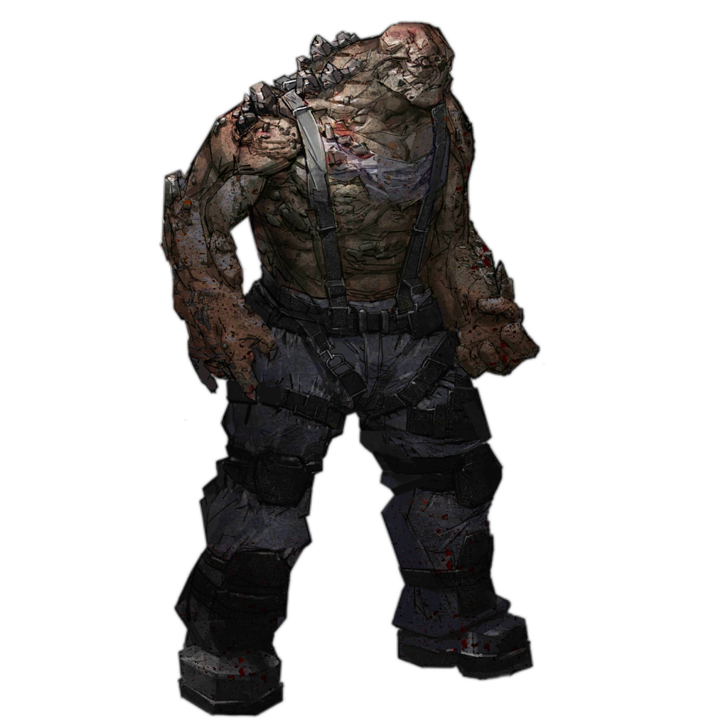 1boy, artist_request, bald, black_boots, blood, blood_on_clothes, boots, elid_(girls'_frontline)