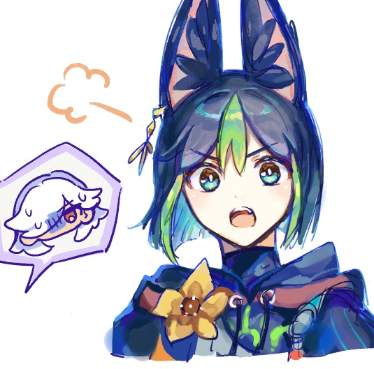 2boys, angry, animal_ear_fluff, animal_ears, black_hair, check_commentary, commentary, commentary_request