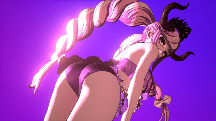 1girl, 3d, ass, bikini, braid, crown, female_focus, flower