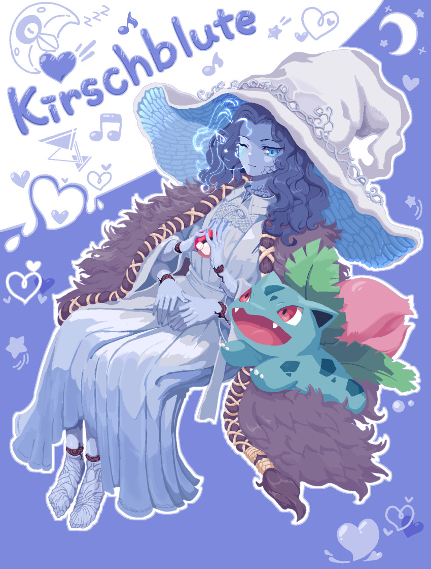 1girl, blue_eyes, blue_hair, blue_skin, brown_cloak, cloak, closed_mouth, colored_skin