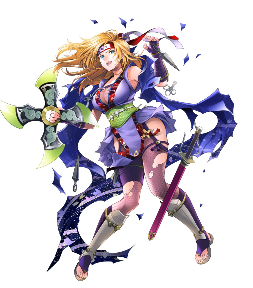 1girl, arm_guards, blonde_hair, blue_eyes, blue_scarf, bodystocking, bodysuit, breasts