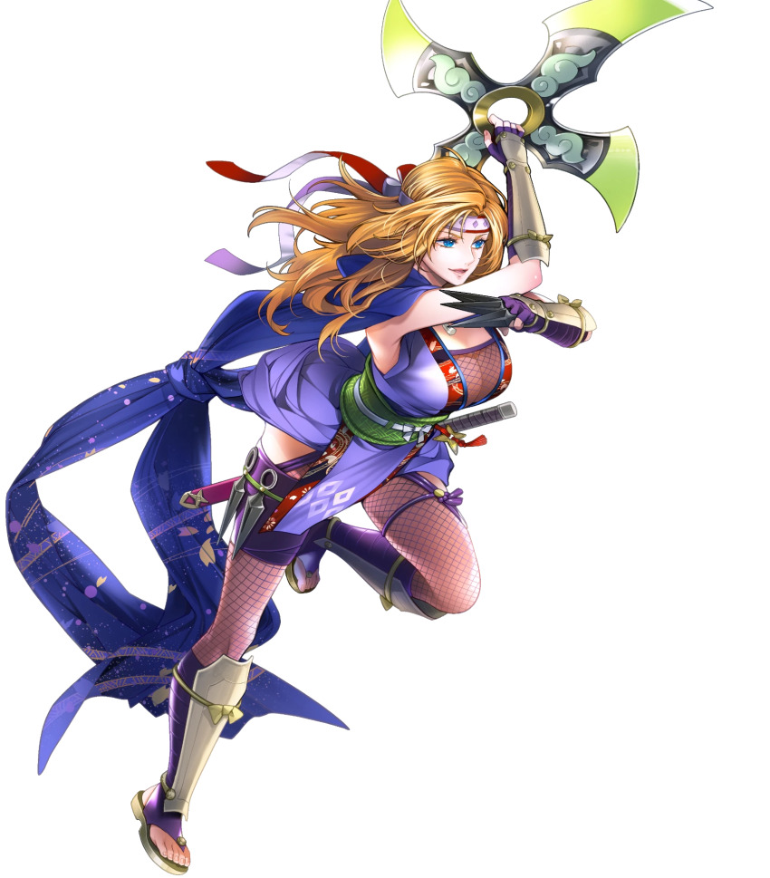 1girl, arm_guards, attack, blonde_hair, blue_eyes, blue_scarf, bodystocking, breasts