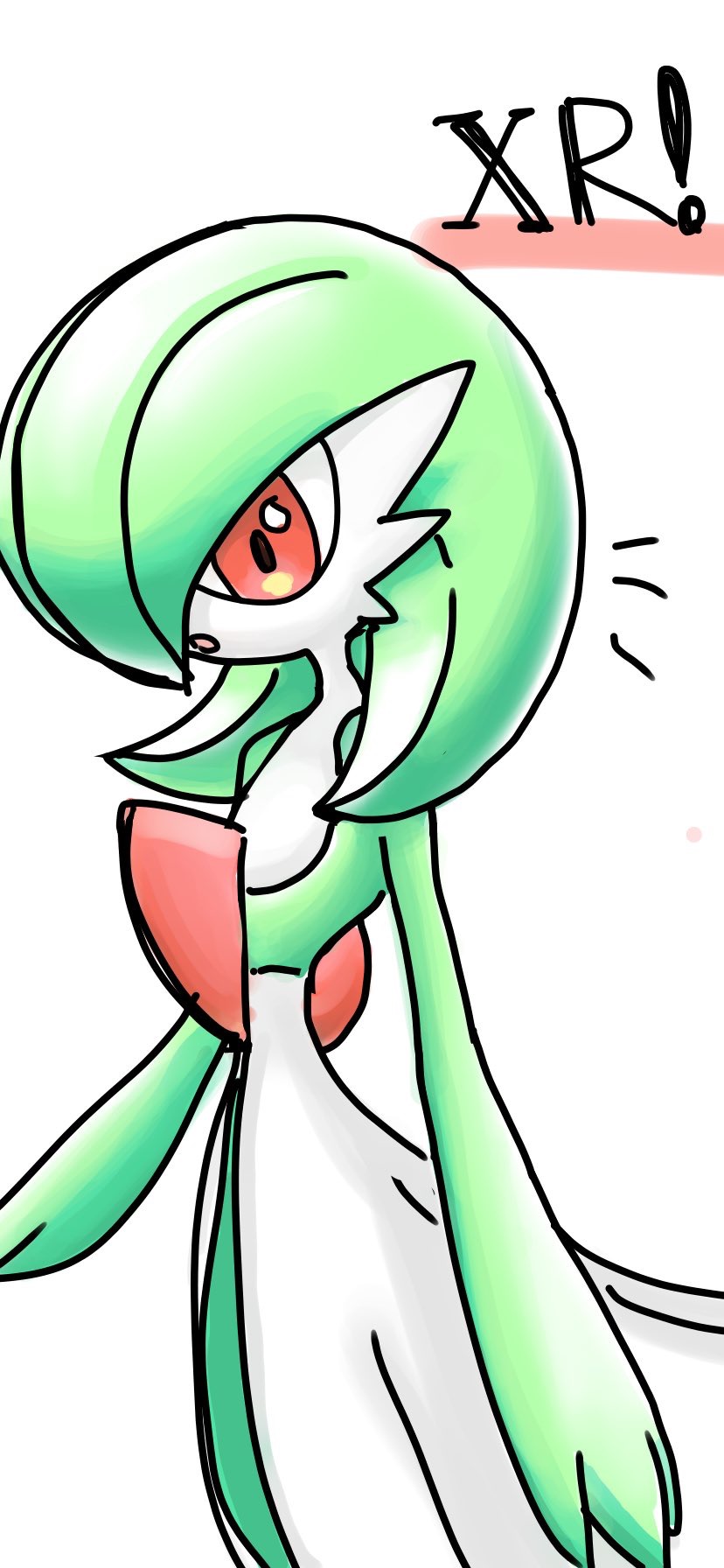 1girl, ame_(metorui), bob_cut, colored_skin, female_focus, flat_chest, gardevoir, gen_3_pokemon