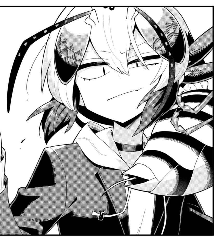 1girl, absurdres, ahoge, antennae, arthropod_girl, black_choker, bug, choker