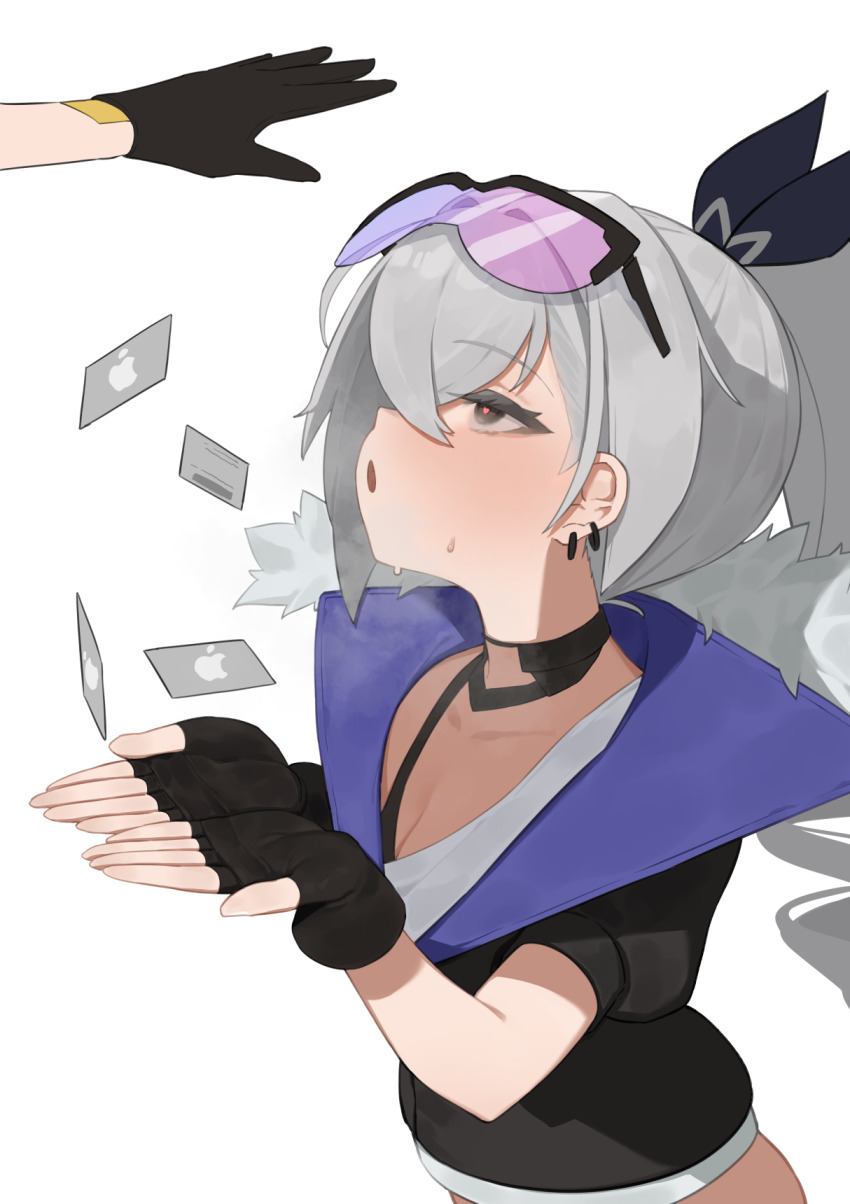 2girls, :o, apple_inc., black-framed_eyewear, blush, bow, breasts, cleavage