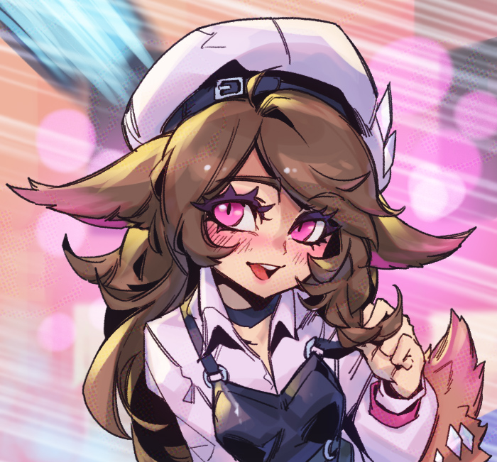 1girl, animal_ears, blush, brown_hair, k/da_lillia, league_of_legends, lillia_(league_of_legends), long_hair