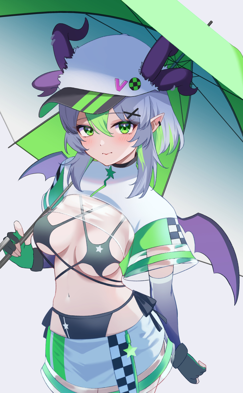 1girl, apricot_the_lich, apricot_the_lich_(race_queen), black_bra, black_gloves, black_panties, blush, bra