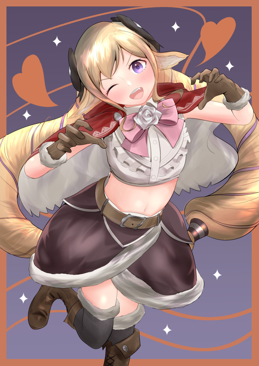 1girl, bad_dobbyyyyy, belt, blonde_hair, boots, border, bow, bowtie