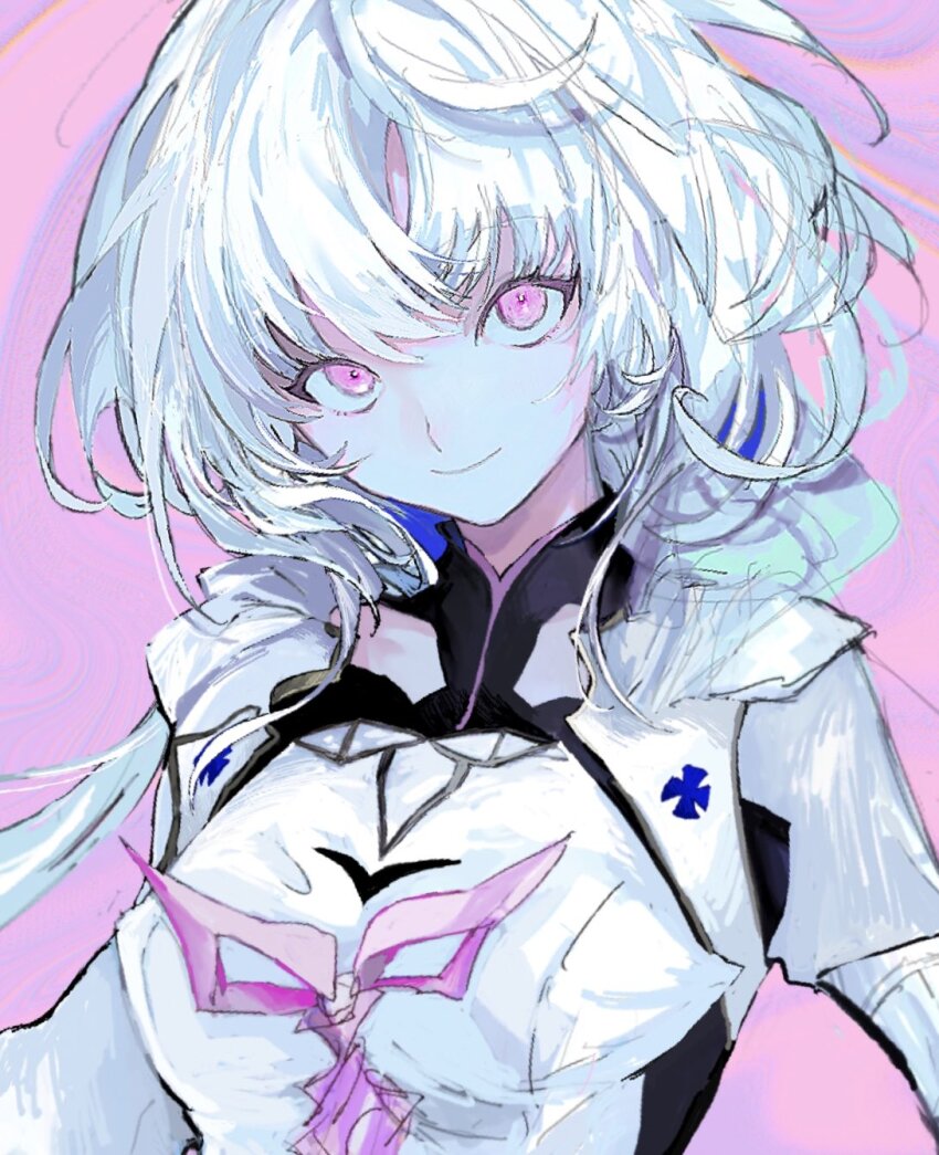 1girl, breasts, closed_mouth, commentary_request, crossed_bangs, fate/grand_order, fate/prototype, fate_(series)