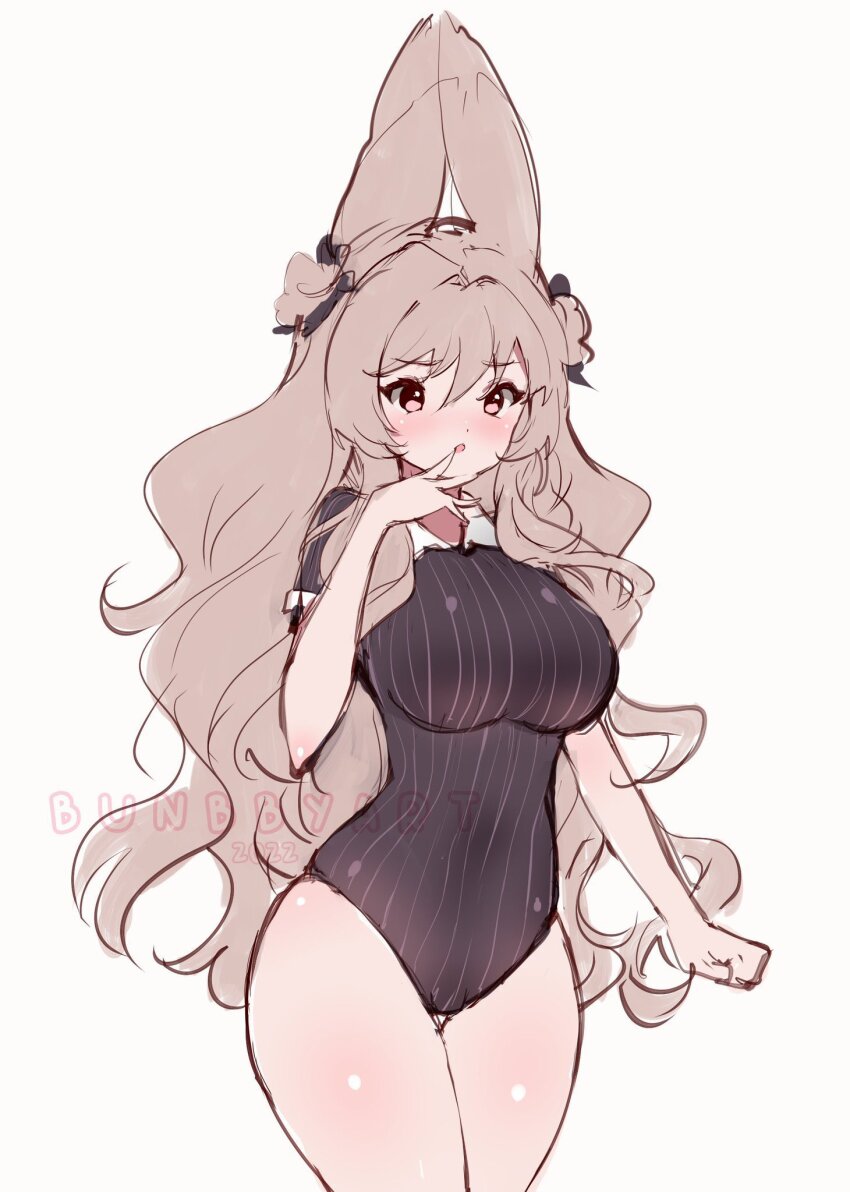 1girl, :o, animal_ears, black_leotard, blush, breasts, brown_eyes, brown_hair