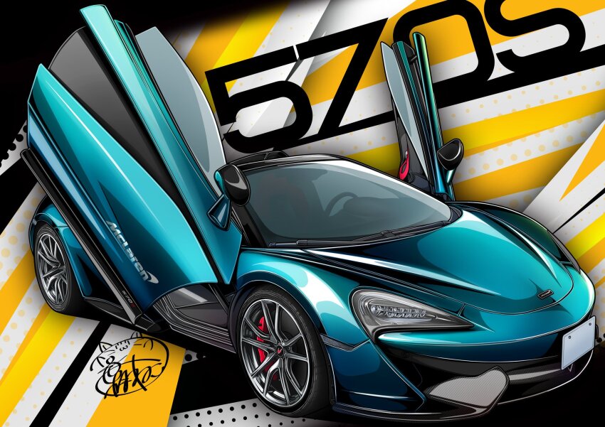 butterfly_doors, car, haduki_neko, highres, license_plate, mclaren, mclaren_570s, motor_vehicle
