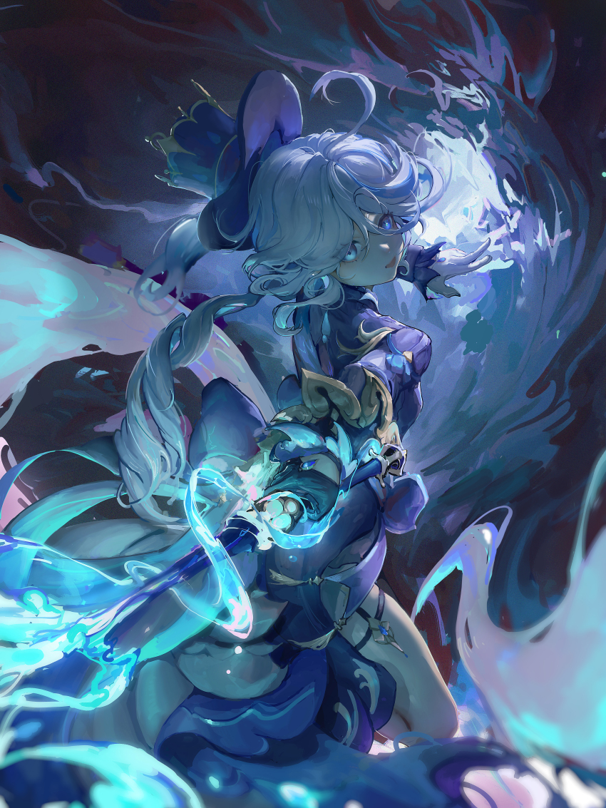 1girl, absurdres, blue_eyes, blue_hair, blue_hat, furina_(genshin_impact), furioso, genshin_impact